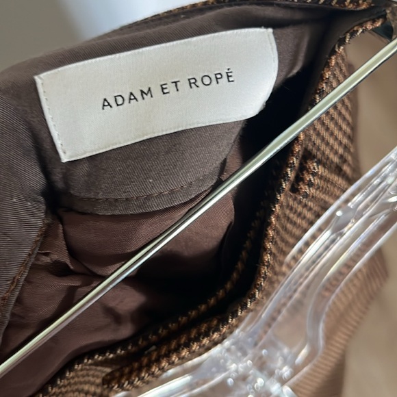 Brown Houndstooth Wool Blend Pleated Pants Women Size 38 - Picture 4 of 6